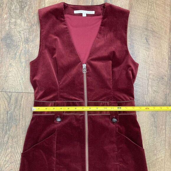 Veronica Beard Orial Corduroy Sleeveless Mini Dress Bordeaux Burgundy Red sz 4 - Picture 7 of 9